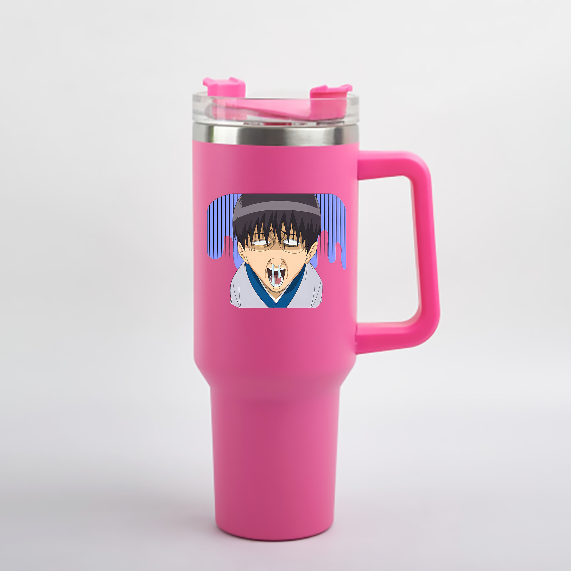 （画像用） ぎんたま 坂田銀時（さかたぎんとき） 神楽 志村新八（しむら しんぱち） GINTAMA Sakata Gintoki Kagura Shimura Shinpachi 1200mL車用タンブラー - クリスタルステッカー（プラスチックストロー付き）